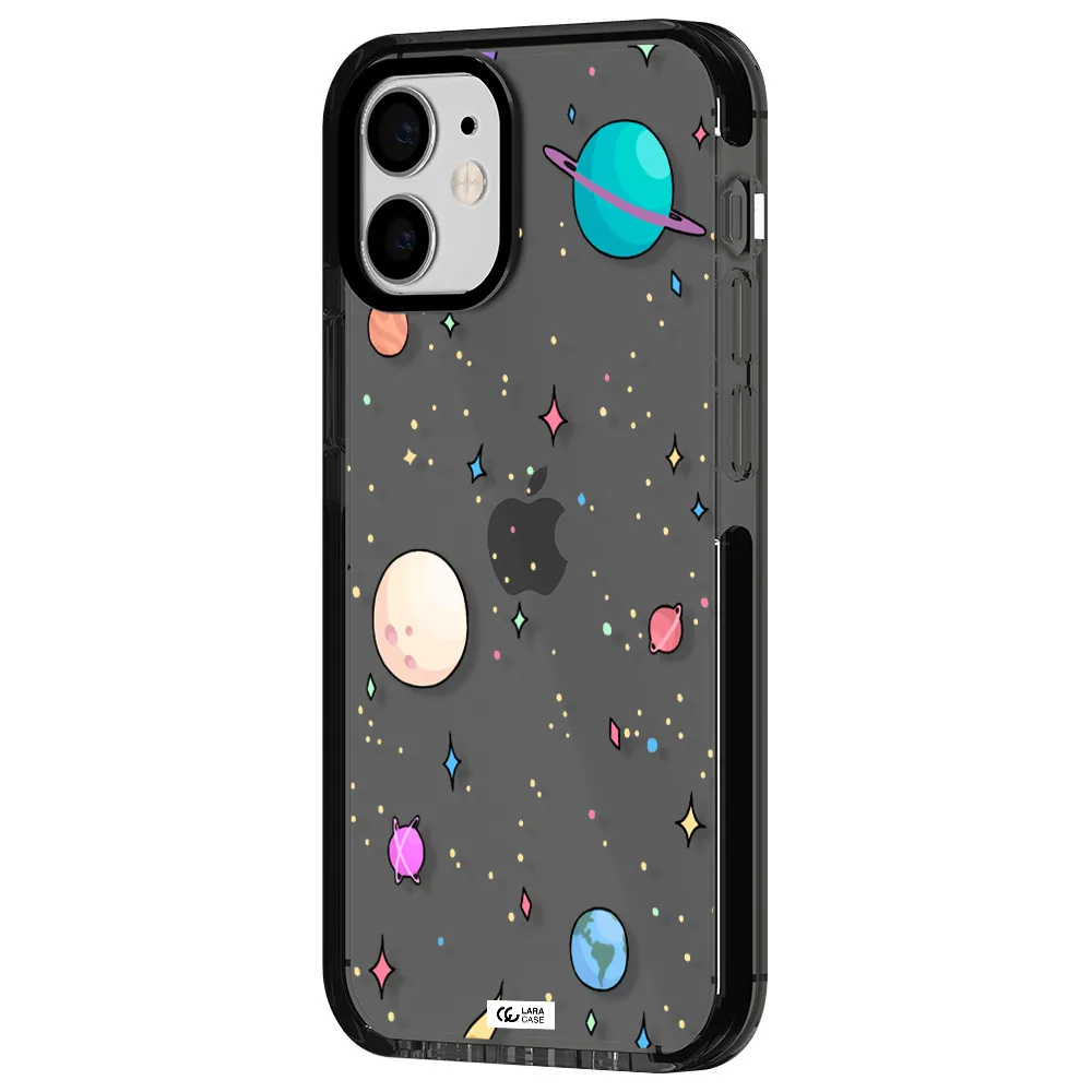Solar System Print Apple iPhone 12 mini impact Smoke Black Case