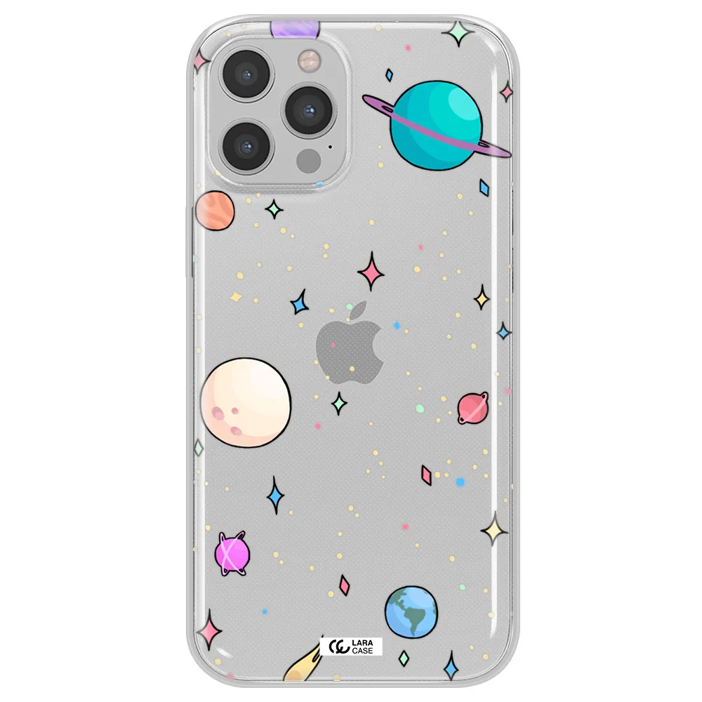 Solar System Print Apple iPhone 12 pro Clear TPU Case