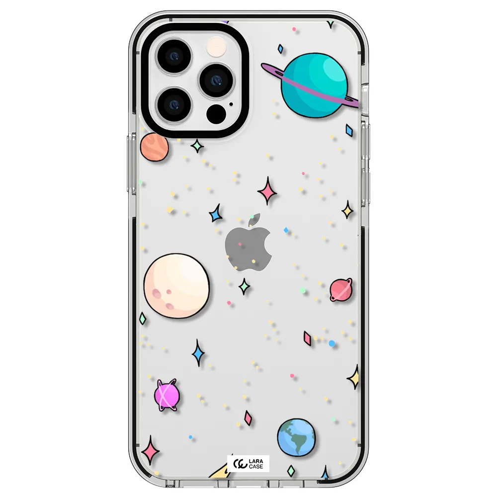 Solar System Print Apple iPhone 12 pro impact black border Case