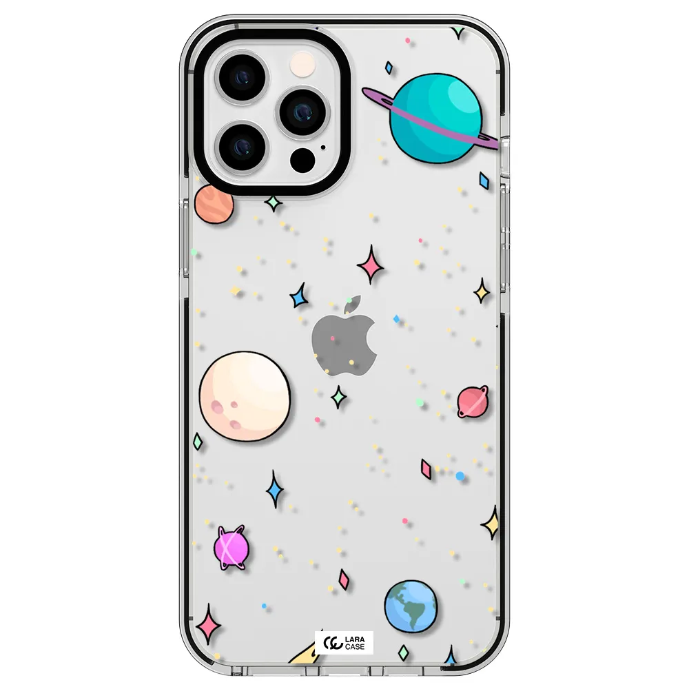 Solar System Print Apple iPhone 12 pro max impact black border Case