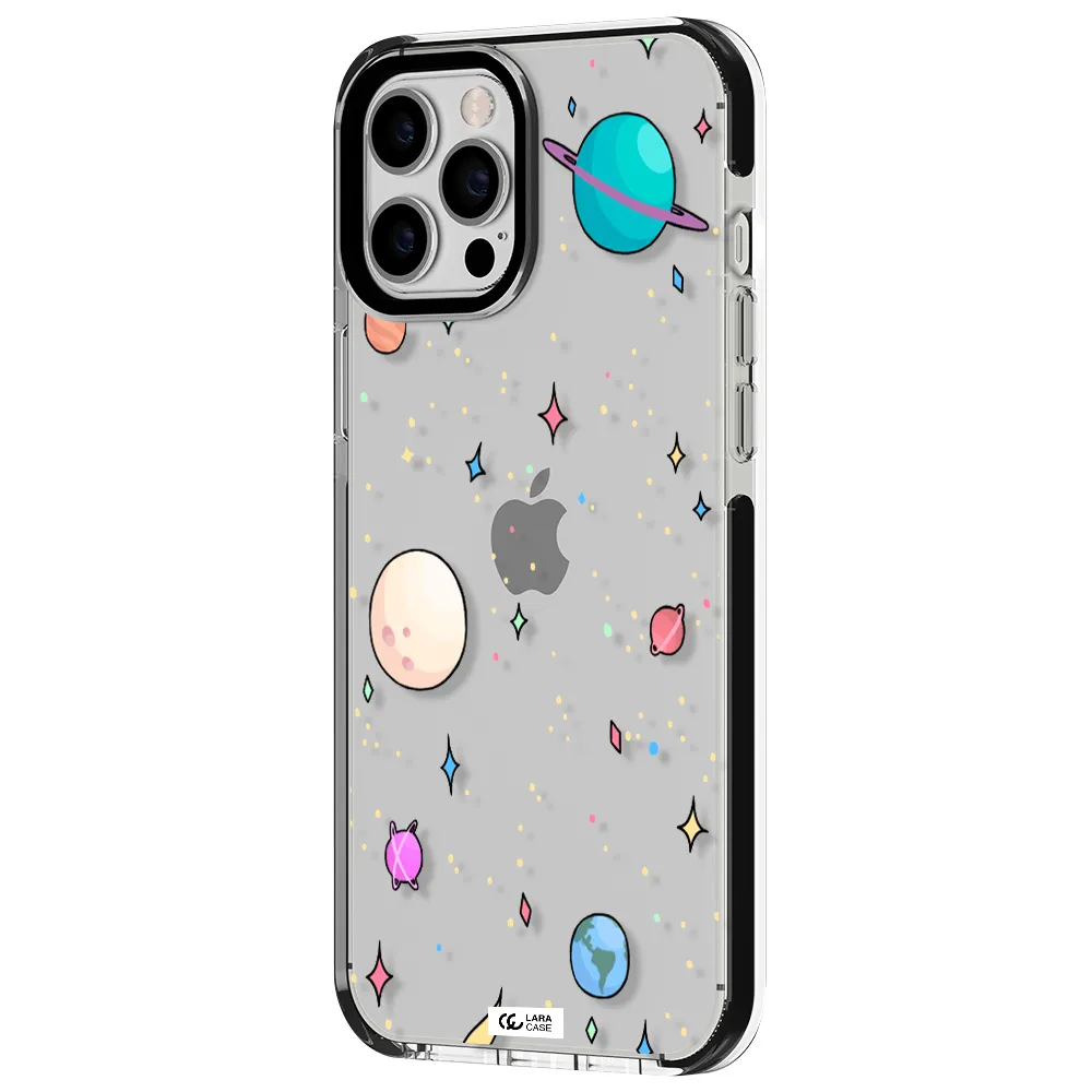 Solar System Print Apple iPhone 12 pro max impact black border Case