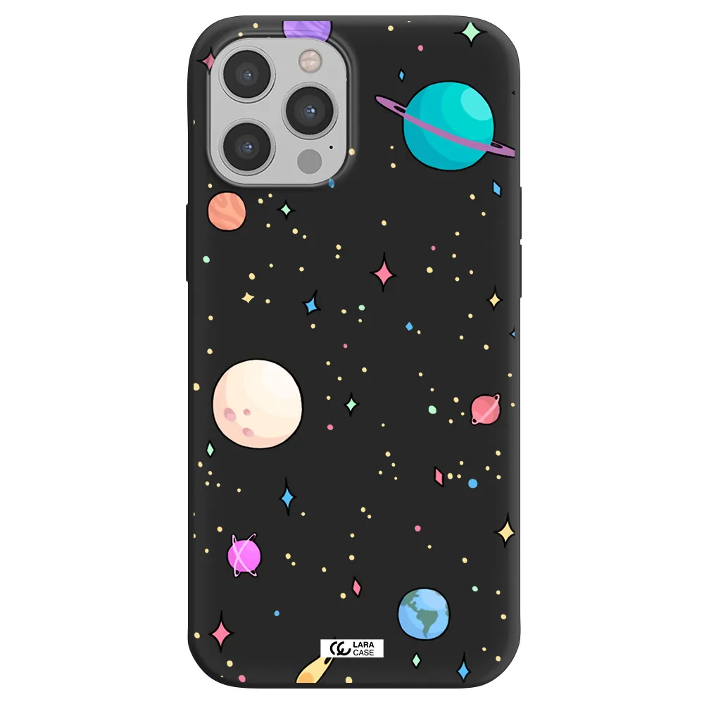 Solar System Print Apple iPhone 12 pro max Silicone black Case