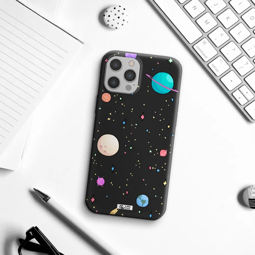 Solar System Print Apple iPhone 12 pro Silicone black Case