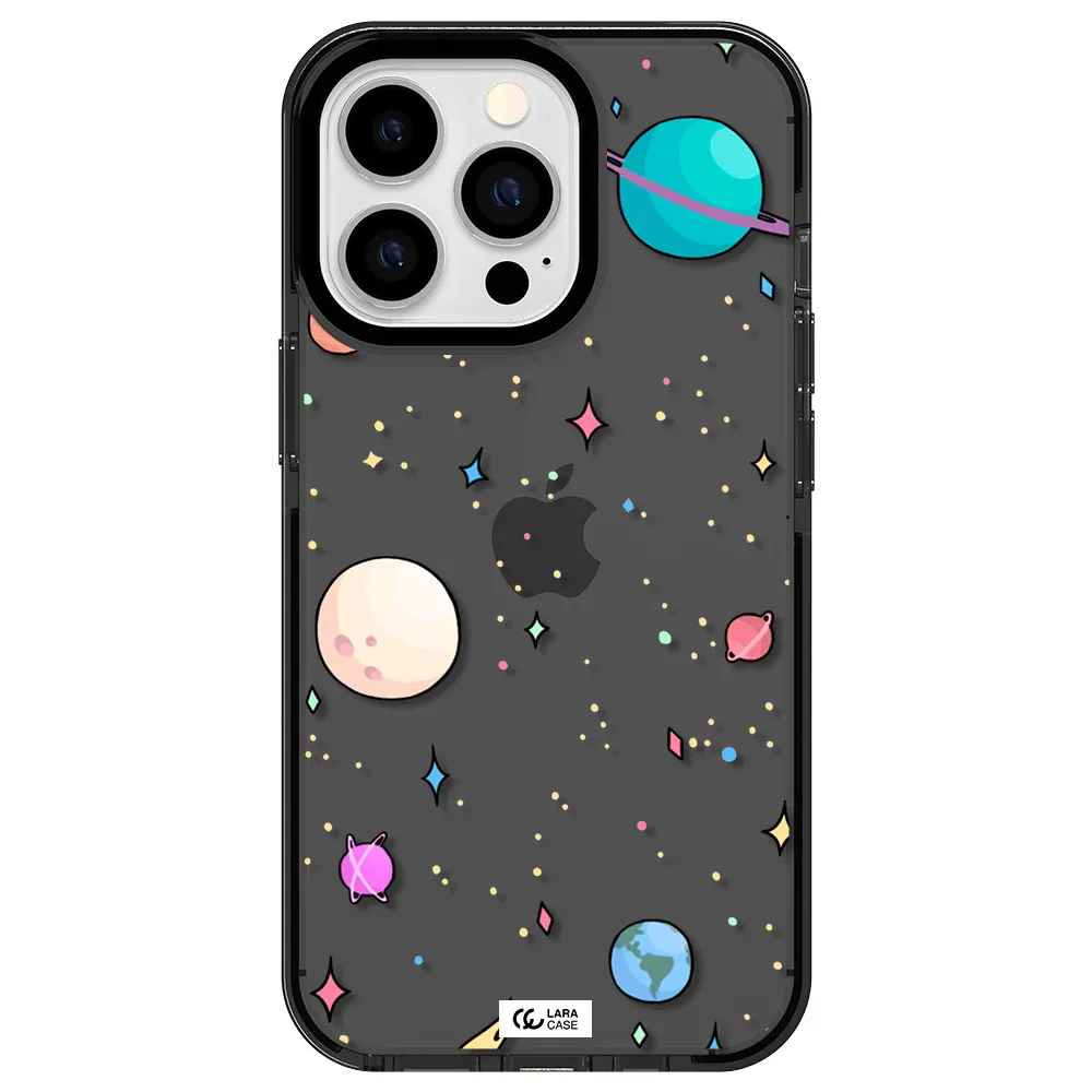 Solar System Print Apple iPhone 13 Pro impact Smoke Black Case