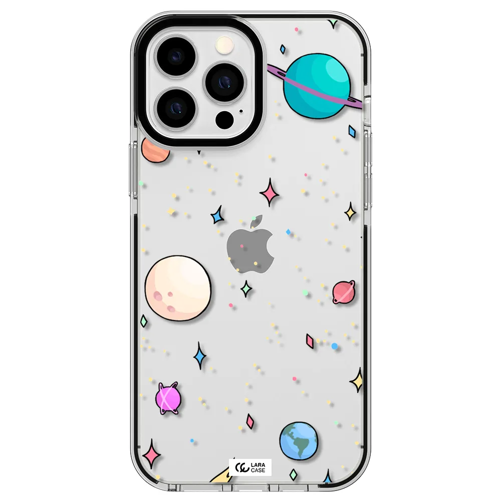Solar System Print Apple iPhone 13 Pro Max impact black border Case