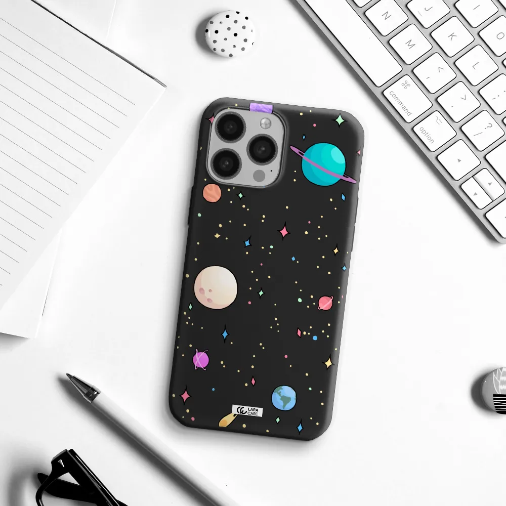 Solar System Print Apple iPhone 13 Pro Max Silicone black Case