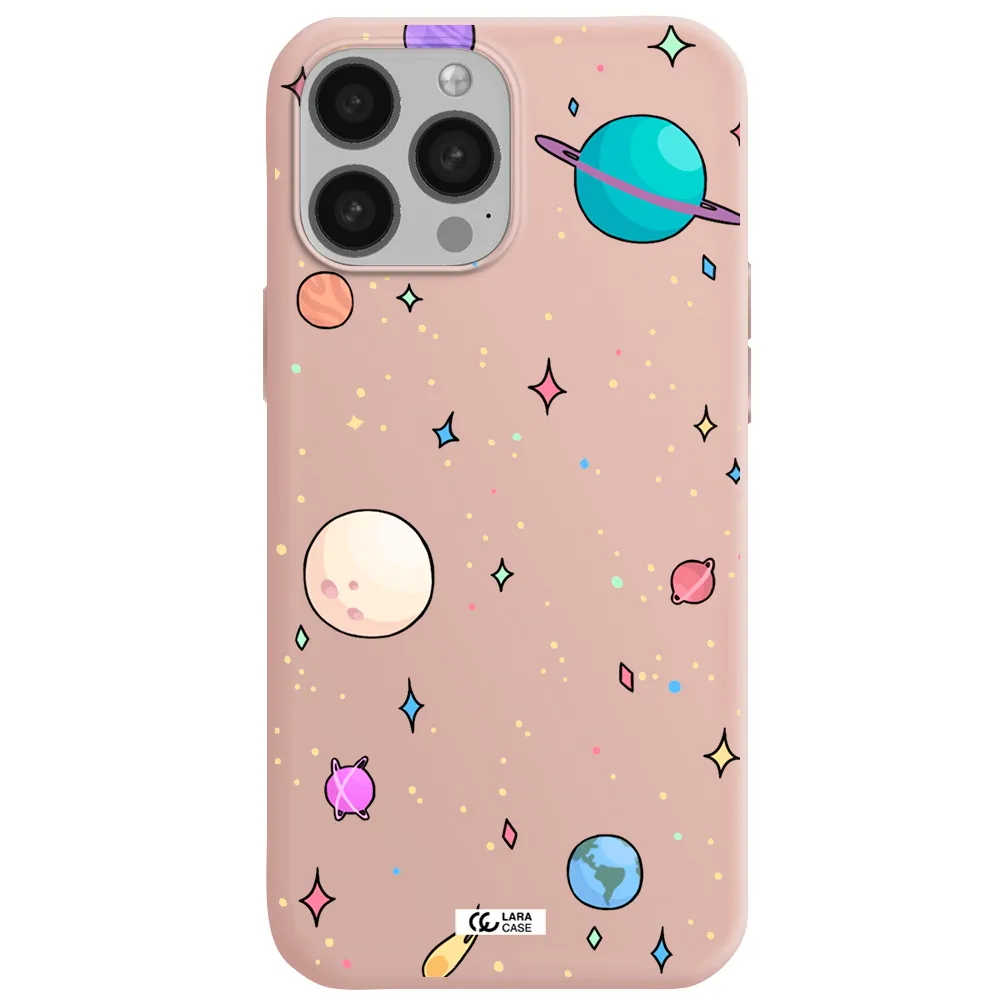 Solar System Print Apple iPhone 13 Pro Silicone pastel pink Case