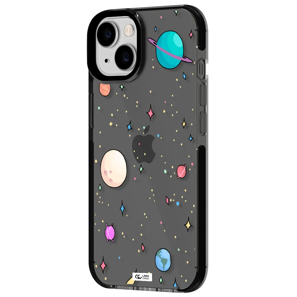 Solar System Print Apple iPhone 14 impact Smoke Black Case