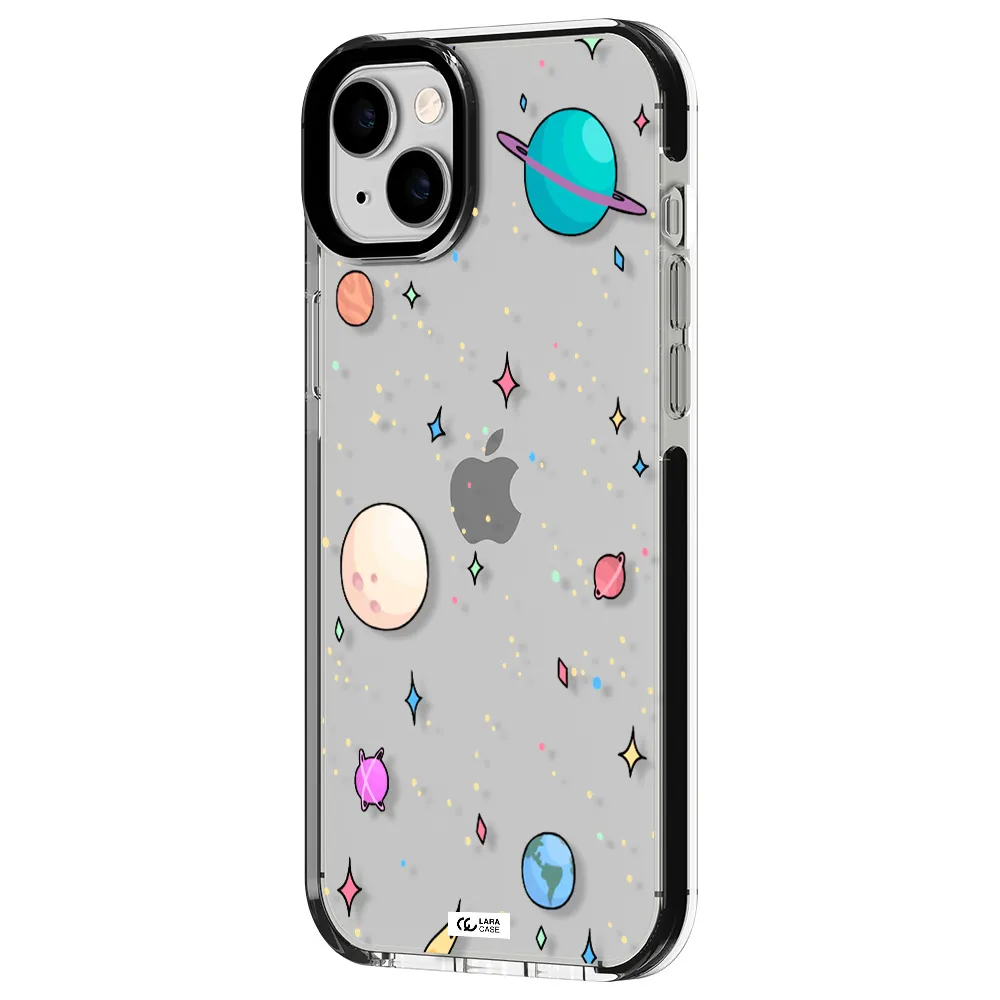 Solar System Print Apple iPhone 14 plus impact black border Case