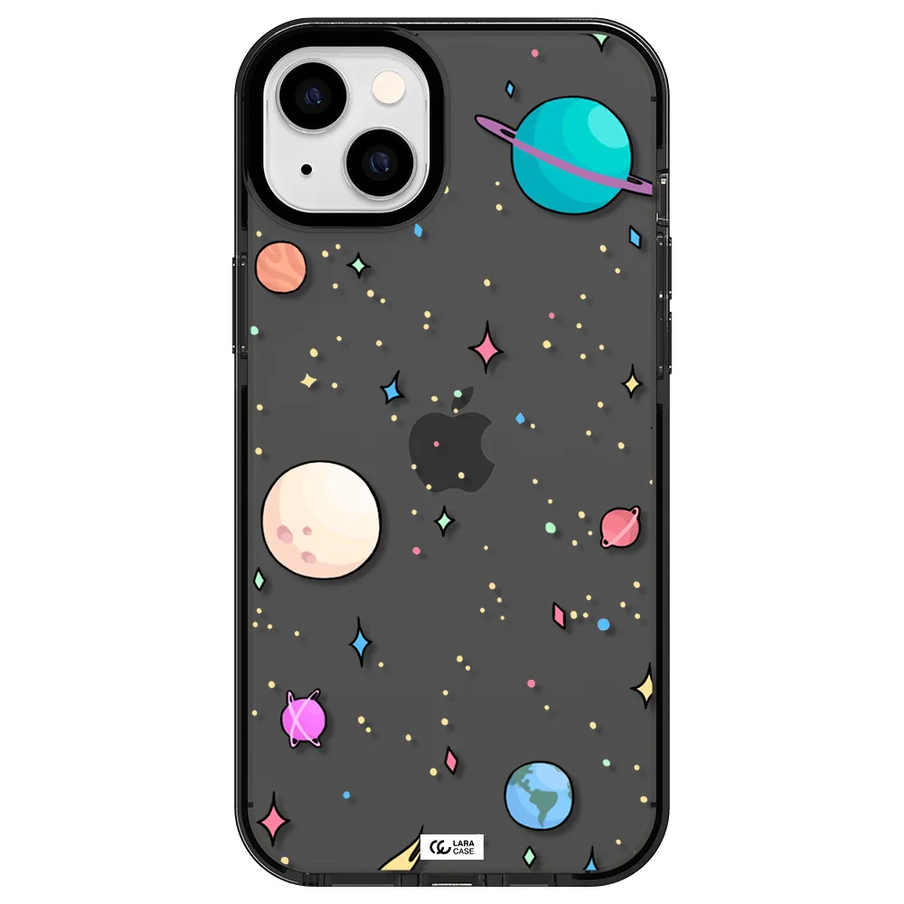 Solar System Print Apple iPhone 14 plus impact Smoke Black Case