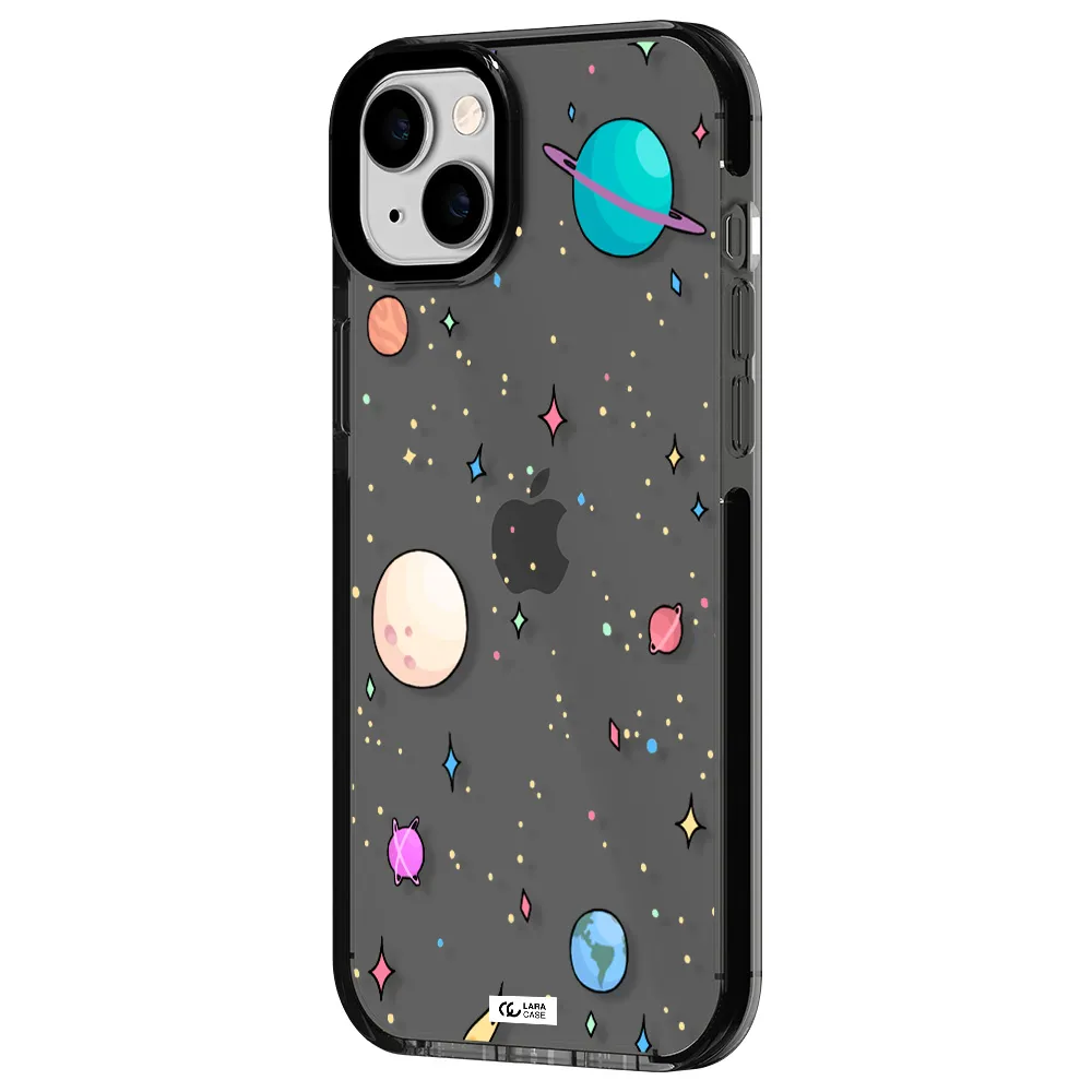 Solar System Print Apple iPhone 14 plus impact Smoke Black Case