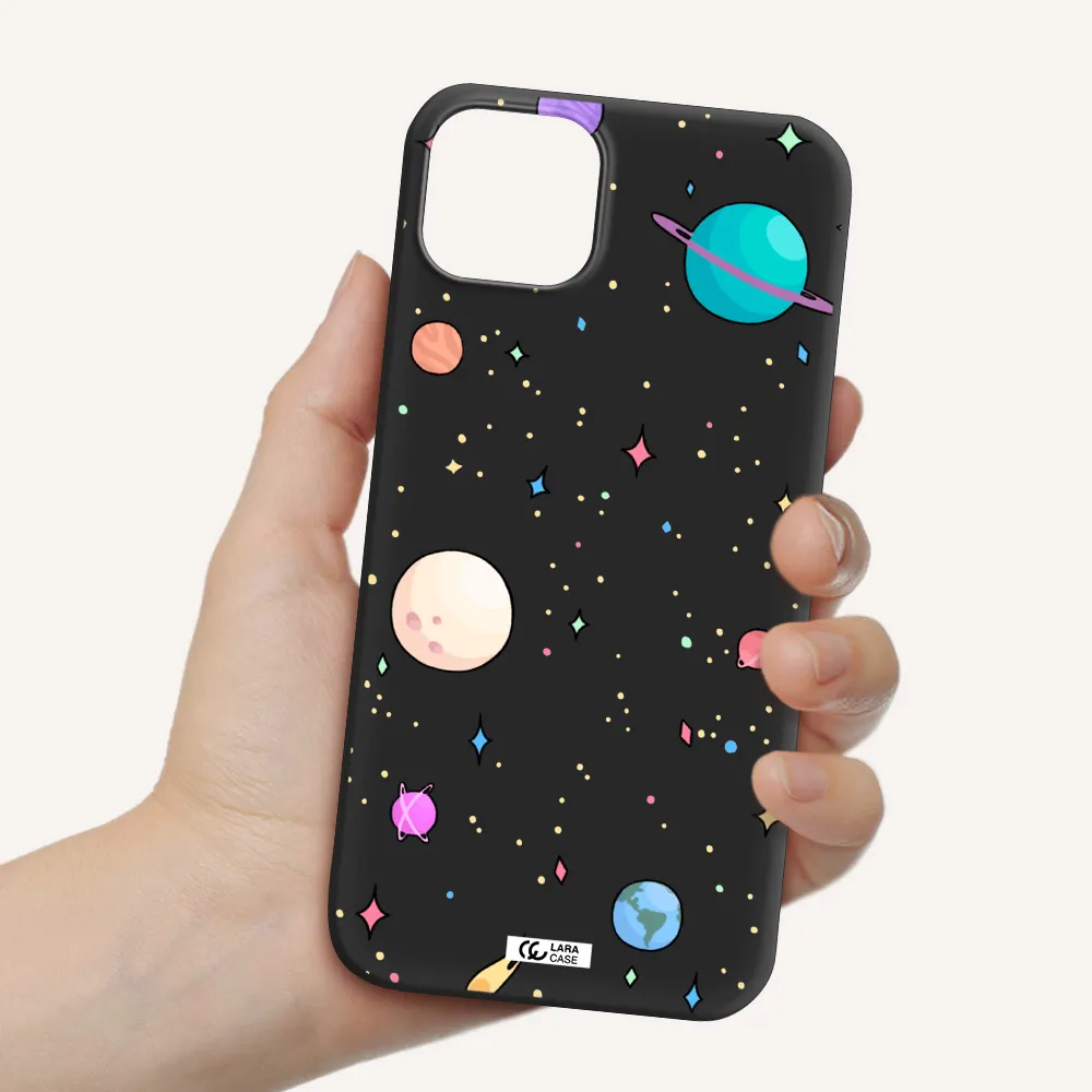 Solar System Print Apple iPhone 14 plus Silicone black Case