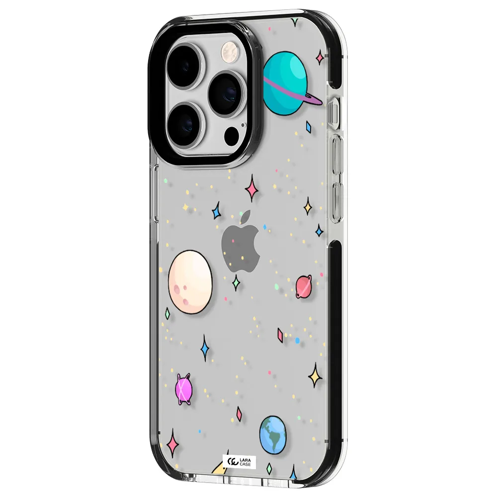 Solar System Print Apple iPhone 14 pro impact black border Case