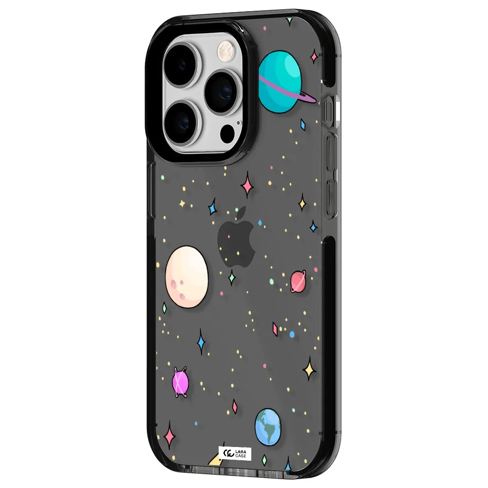 Solar System Print Apple iPhone 14 pro impact Smoke Black Case