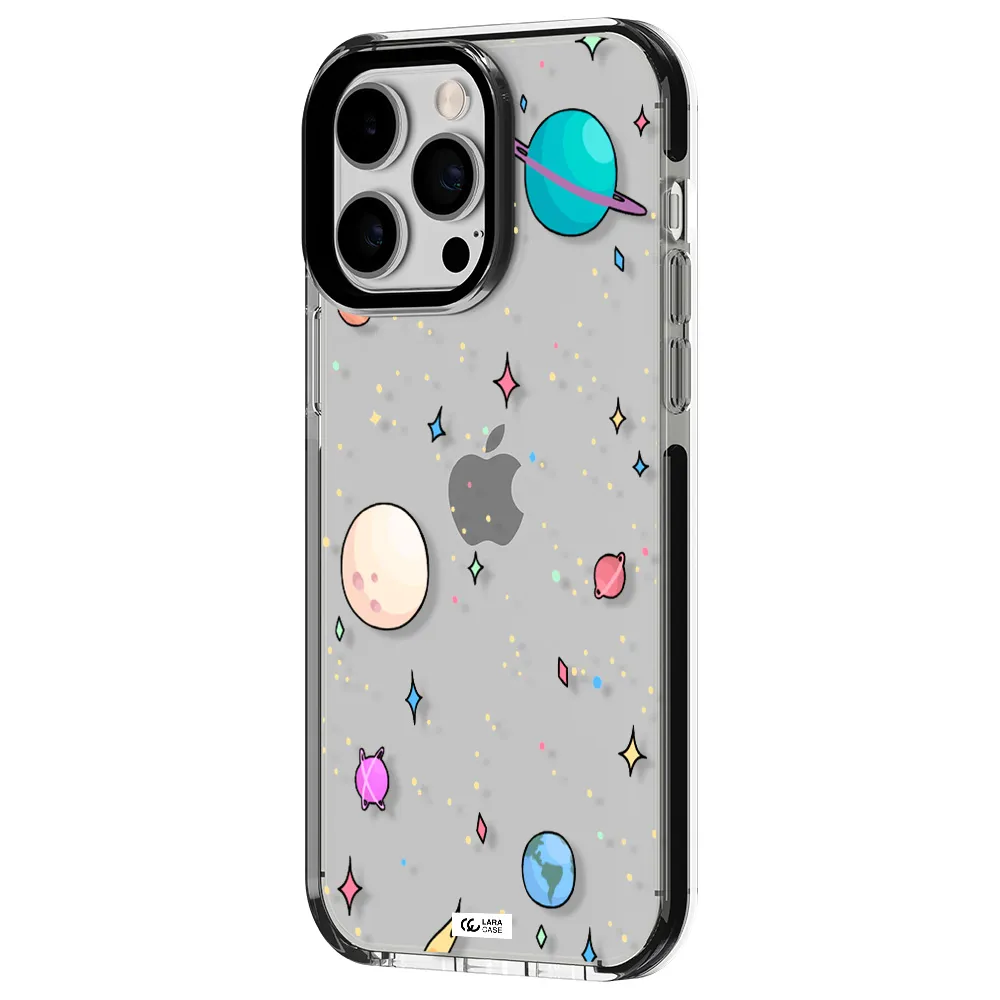 Solar System Print Apple iPhone 14 pro max impact black border Case
