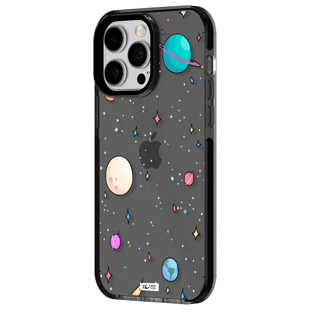 Solar System Print Apple iPhone 14 pro max impact Smoke Black Case