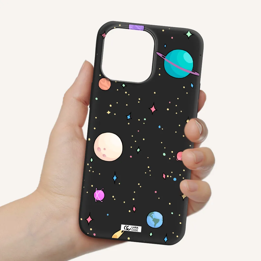 Solar System Print Apple iPhone 14 pro max Silicone black Case