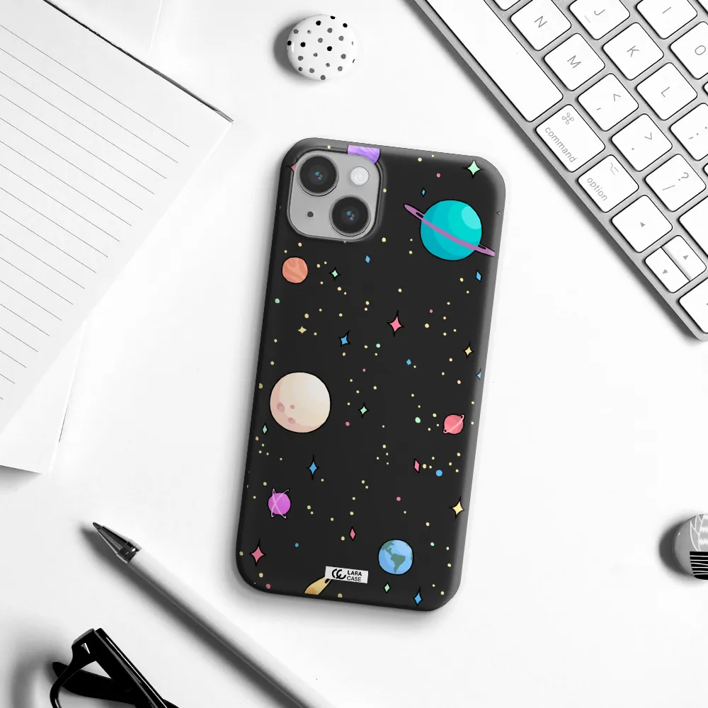 Solar System Print Apple iPhone 14 Silicone black Case