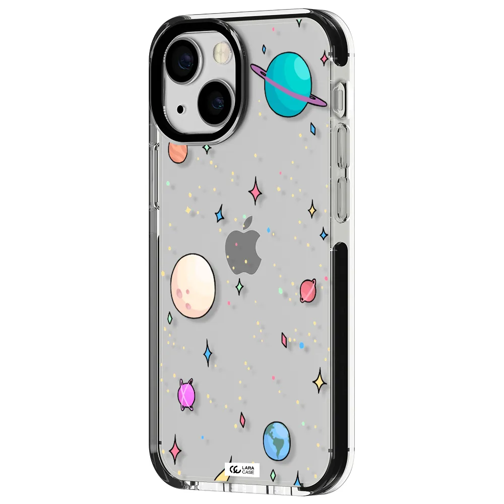 Solar System Print Apple iPhone 15 impact black border Case