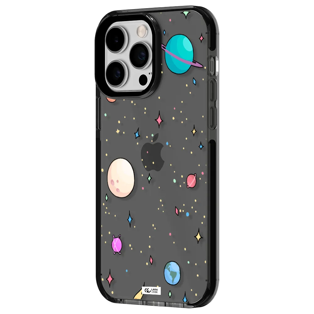Solar System Print Apple iPhone 15 Pro Max impact Smoke Black Case