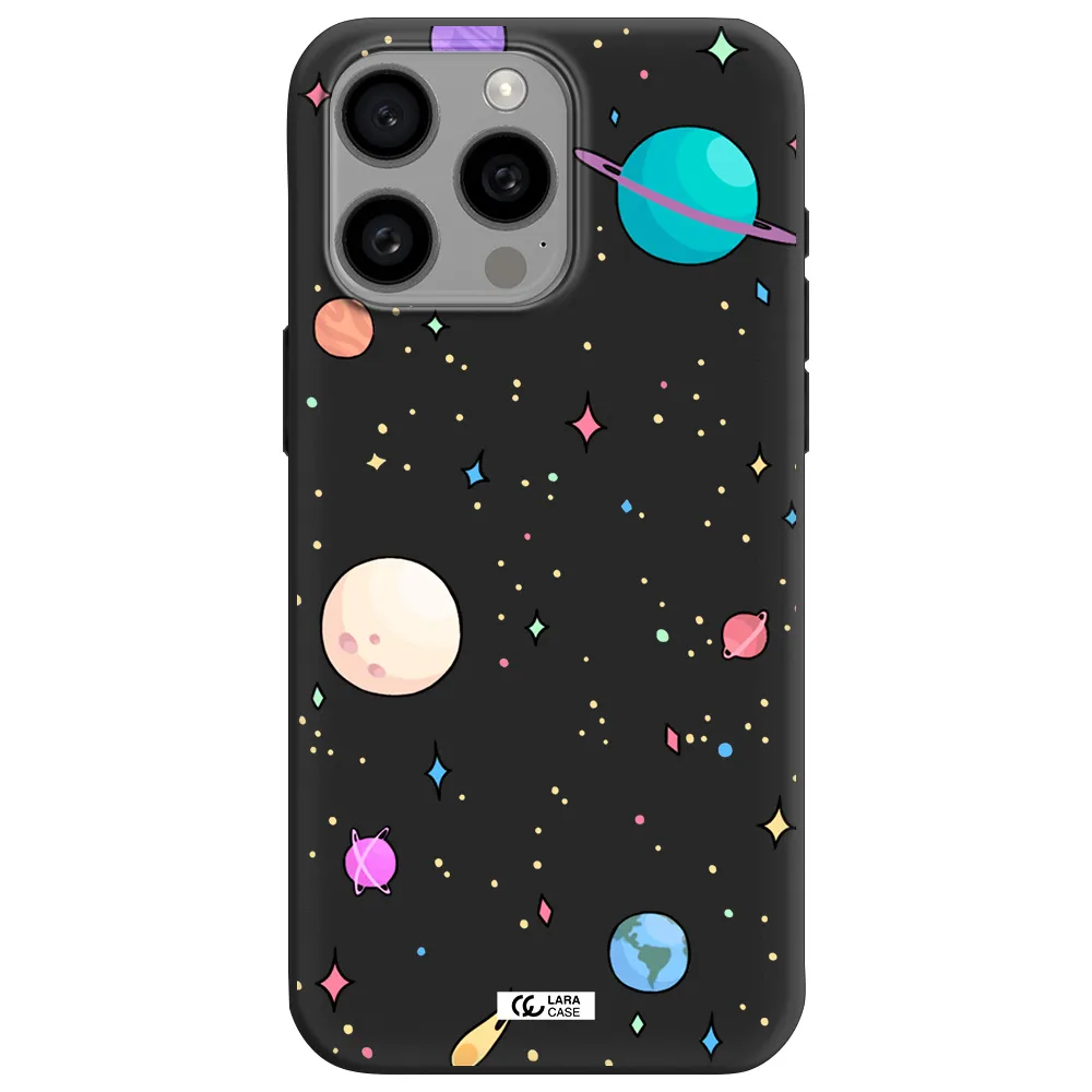 Solar System Print Apple Iphone 15 Pro max Silicone black Case