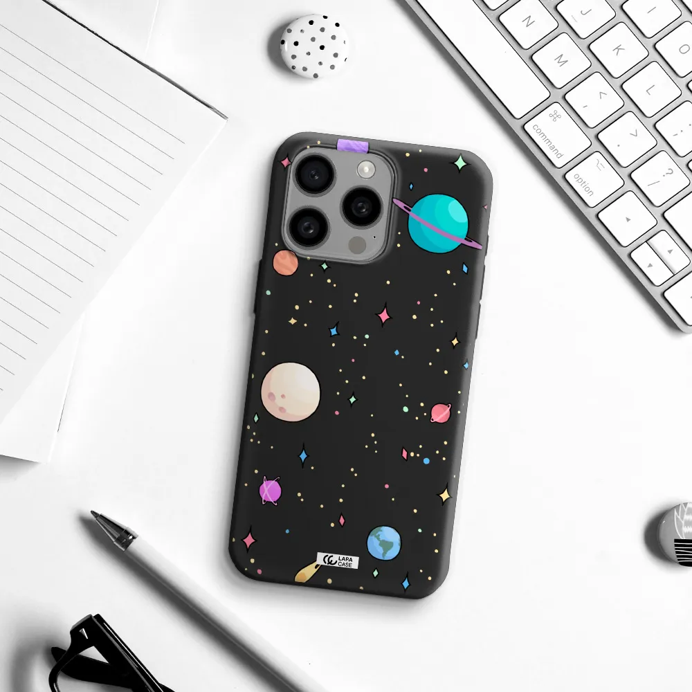 Solar System Print Apple Iphone 15 Pro max Silicone black Case