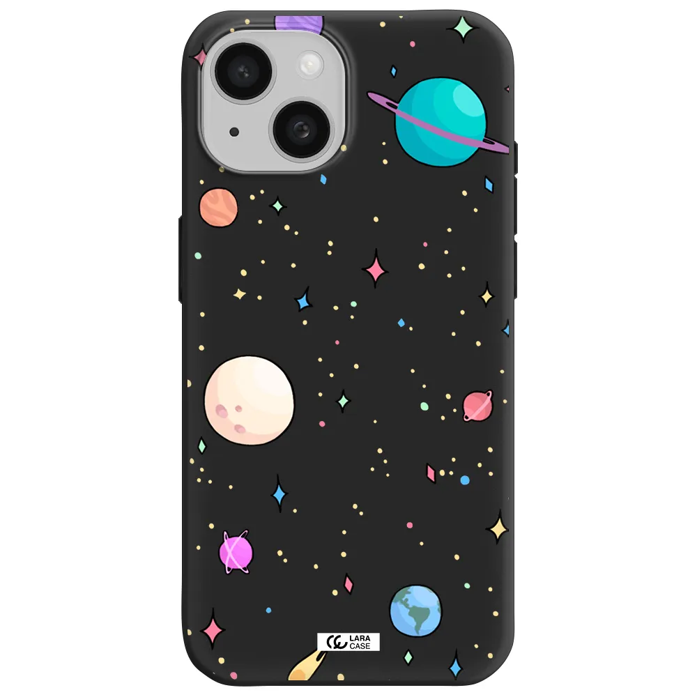Solar System Print Apple iPhone 15 Silicone black Case