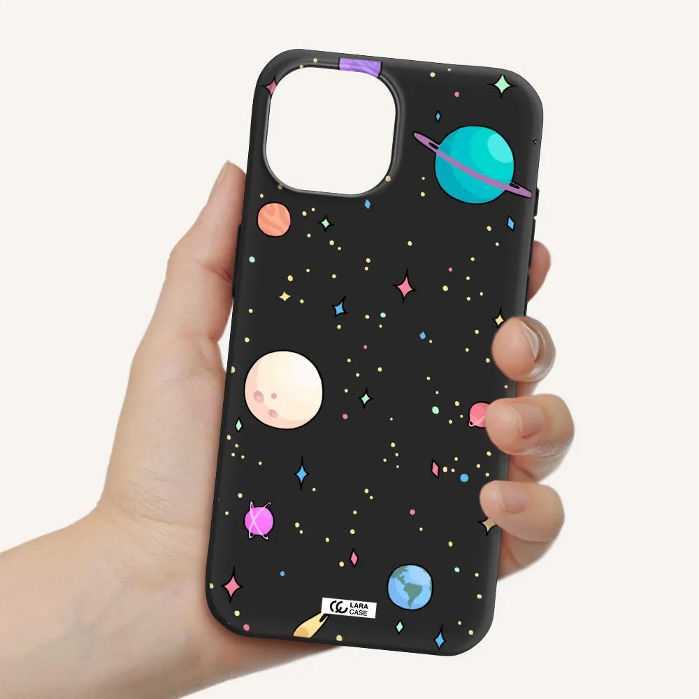 Solar System Print Apple iPhone 15 Silicone black Case