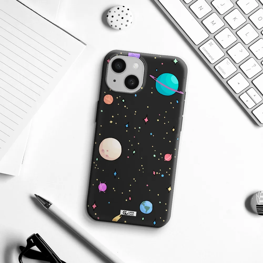 Solar System Print Apple iPhone 15 Silicone black Case