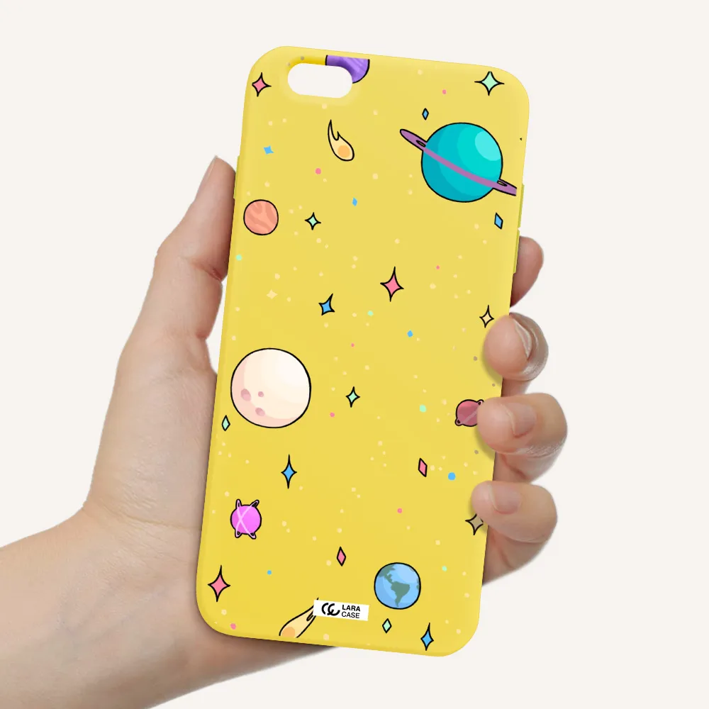 Solar System Print Apple iPhone 6 plus Silicone canary yellow Case