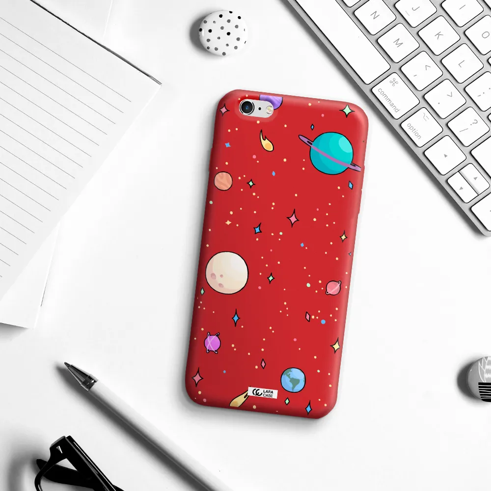 Solar System Print Apple iPhone 6 plus Silicone Imperial Red Case