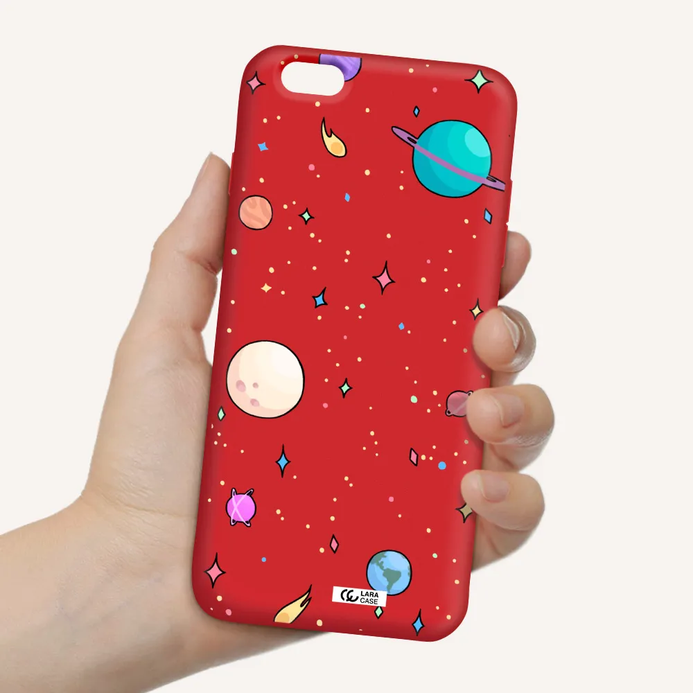 Solar System Print Apple iPhone 6 s plus Silicone Imperial Red Case