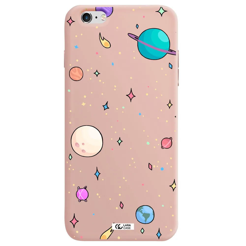 Solar System Print Apple iPhone 6 s plus Silicone pastel pink Case