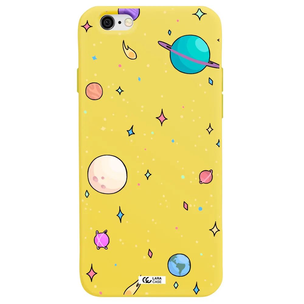 Solar System Print Apple iPhone 6 Silicone canary yellow Case