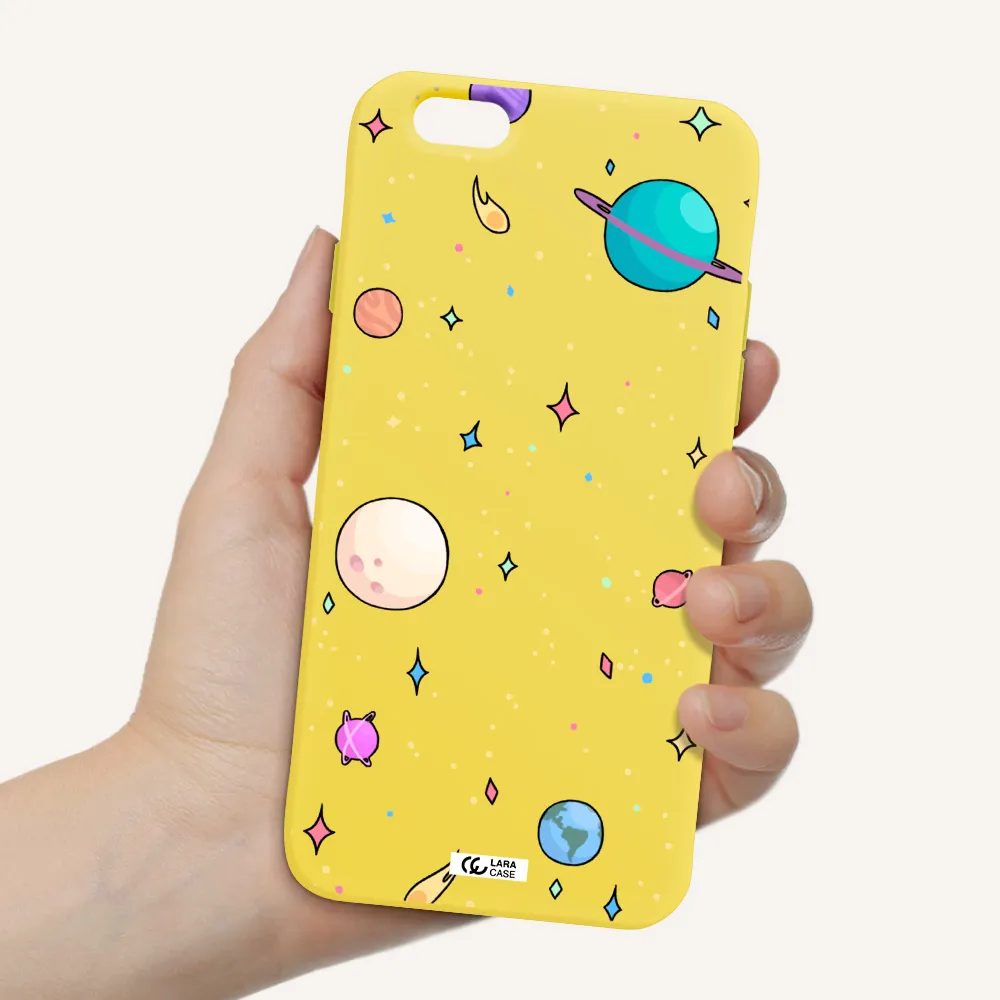 Solar System Print Apple iPhone 6 Silicone canary yellow Case