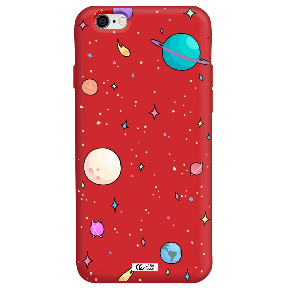 Solar System Print Apple iPhone 6 Silicone Imperial Red Case