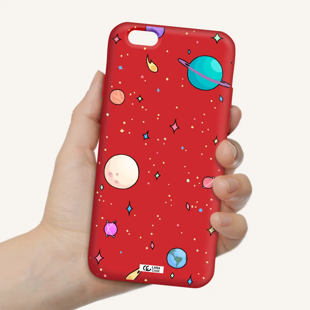 Solar System Print Apple iPhone 6 Silicone Imperial Red Case