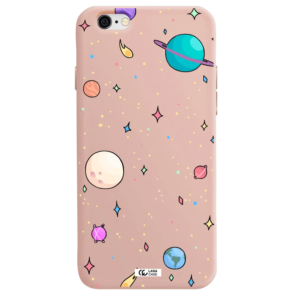 Solar System Print Apple iPhone 6 Silicone pastel pink Case