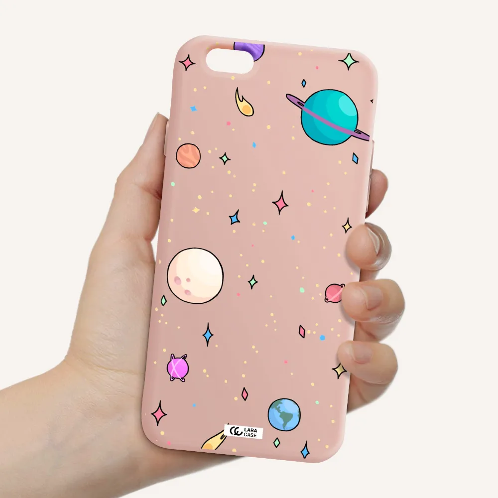 Solar System Print Apple iPhone 6 Silicone pastel pink Case
