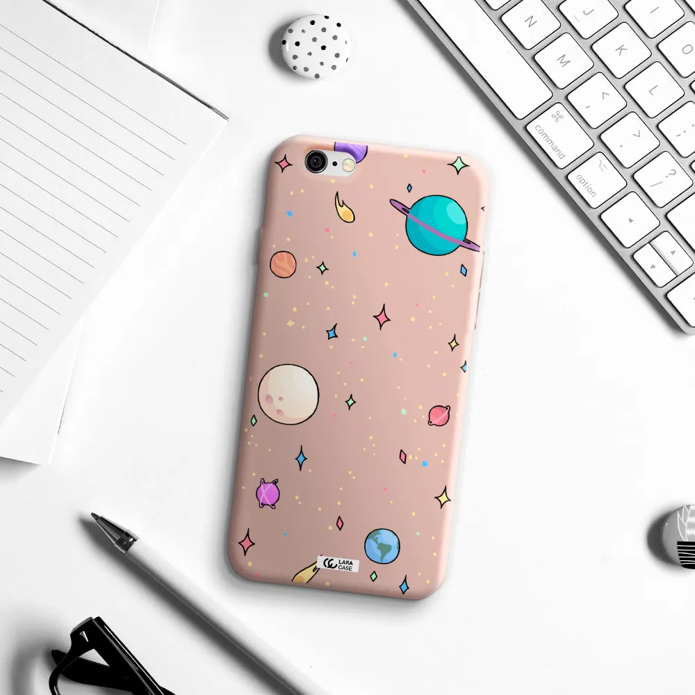 Solar System Print Apple iPhone 6 Silicone pastel pink Case
