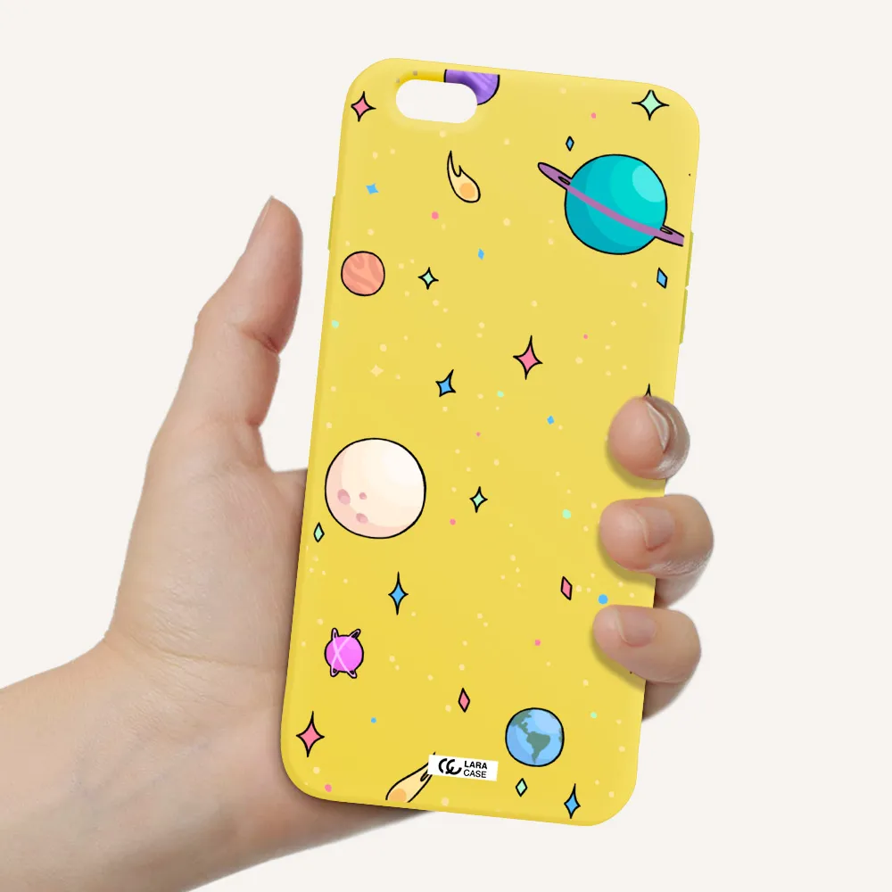 Solar System Print Apple iPhone 6S Silicone canary yellow Case