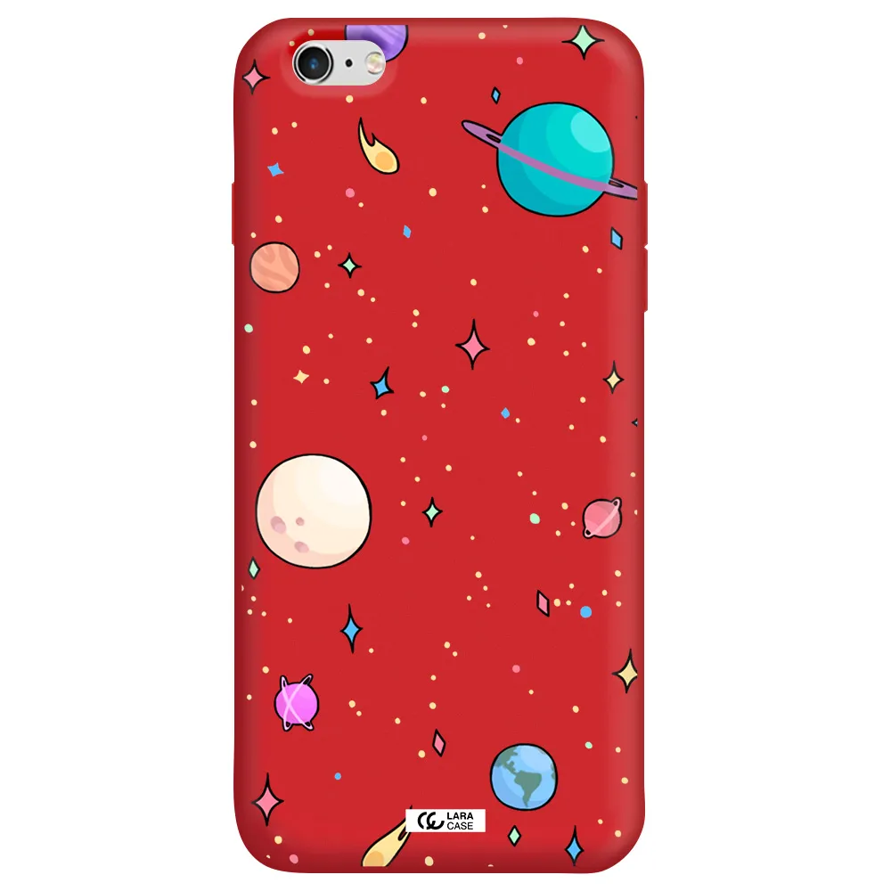 Solar System Print Apple iPhone 6S Silicone Imperial Red Case