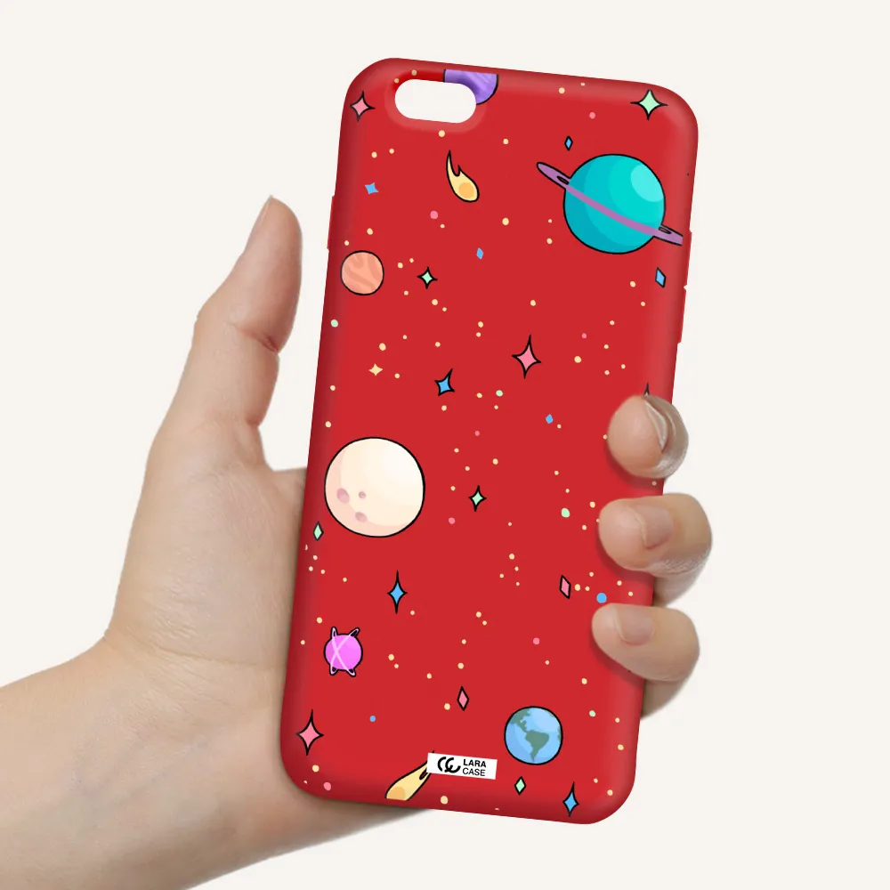 Solar System Print Apple iPhone 6S Silicone Imperial Red Case