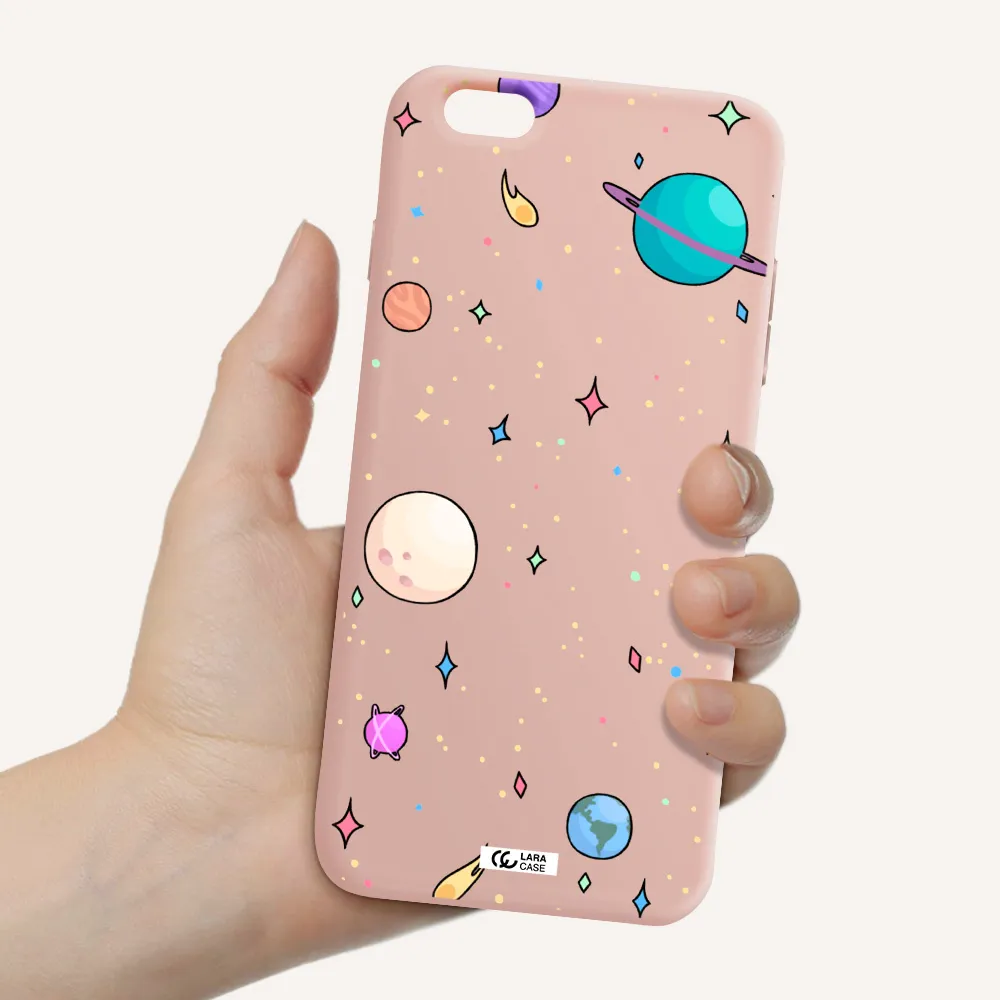 Solar System Print Apple iPhone 6S Silicone pastel pink Case