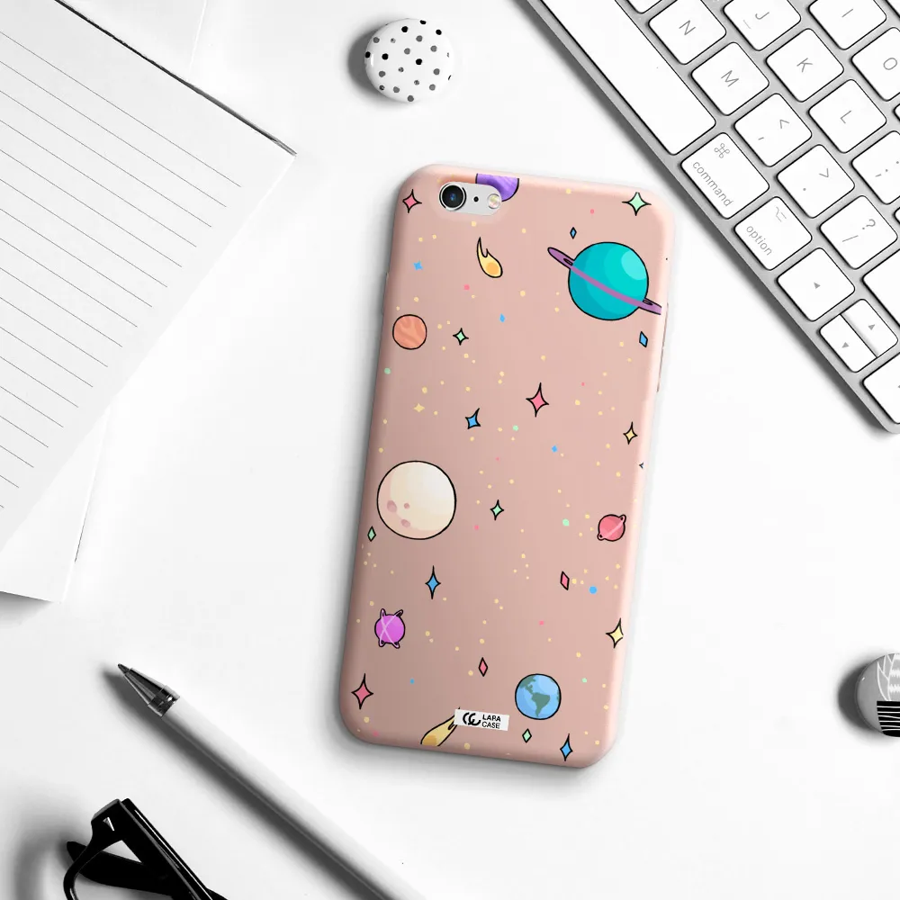 Solar System Print Apple iPhone 6S Silicone pastel pink Case