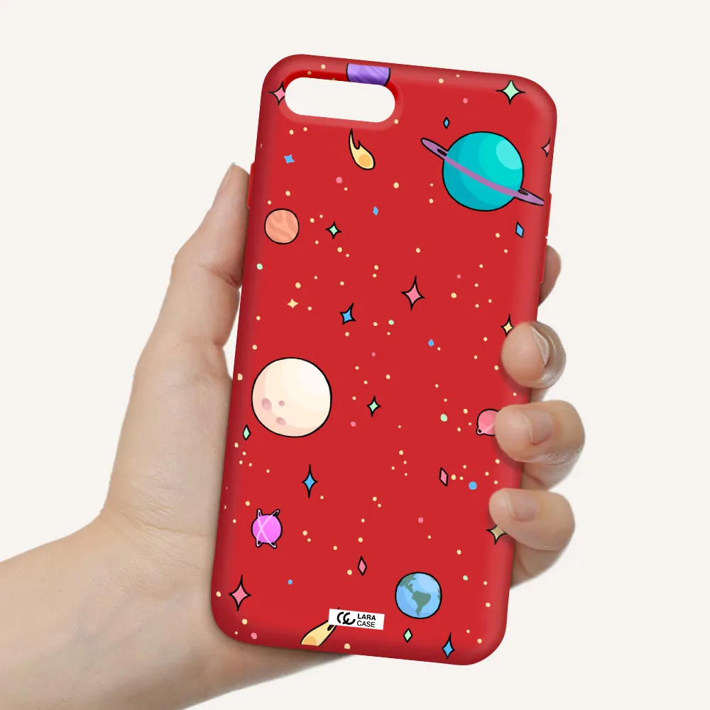Solar System Print Apple iPhone 7 plus Silicone Imperial Red Case