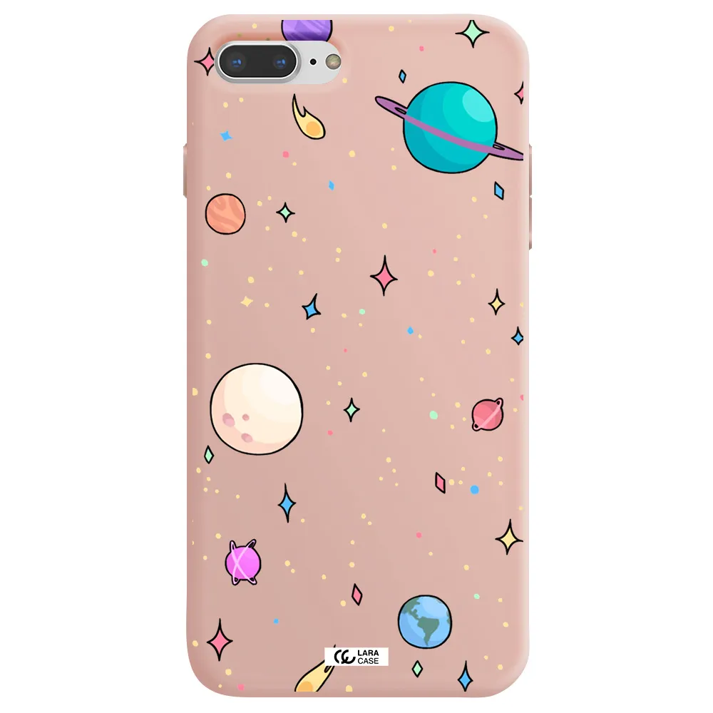 Solar System Print Apple iPhone 7 plus Silicone pastel pink Case