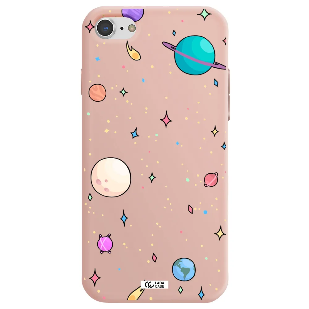 Solar System Print Apple iPhone 7 Silicone pastel pink Case
