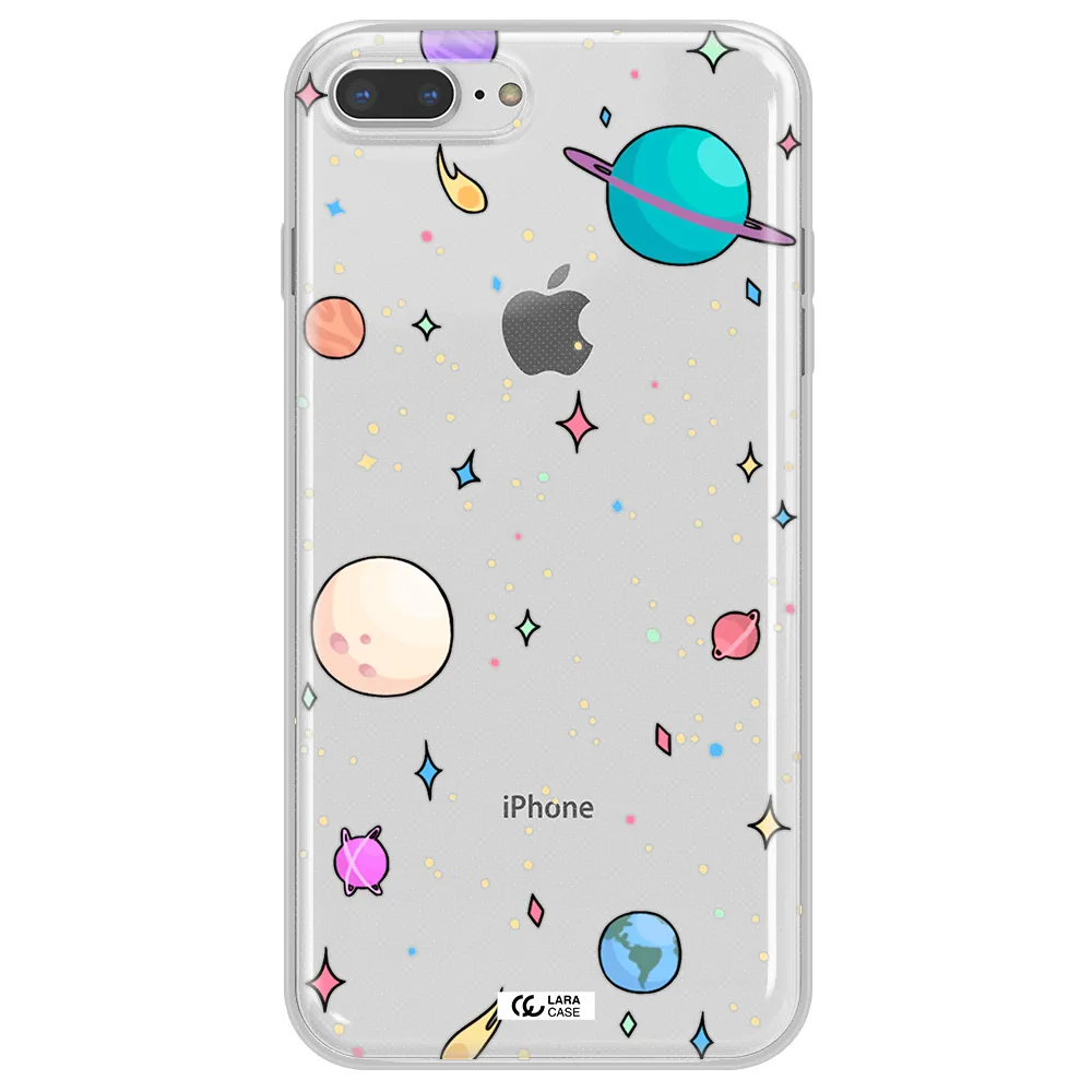 Solar System Print Apple iPhone 8 plus Clear TPU Case