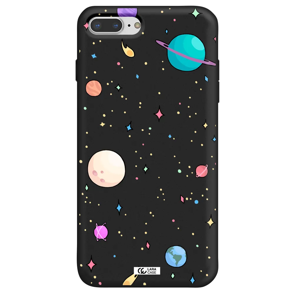 Solar System Print Apple iPhone 8 plus Silicone black Case